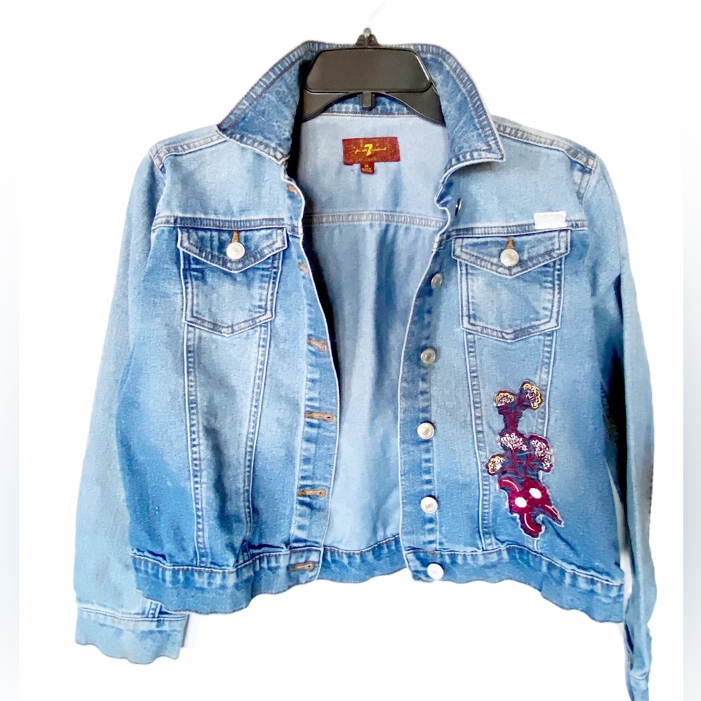 7 For All Mankind Embroidered Denim Jacket